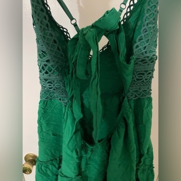 Green Mini A-Line tie up back Dress Size Medium - Picture 7 of 10